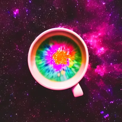 Image similar to colorful nebulae in a coffee cup