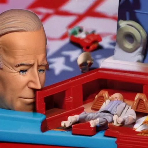 Image similar to joe biden asleep as a 9 0 s action figure playset