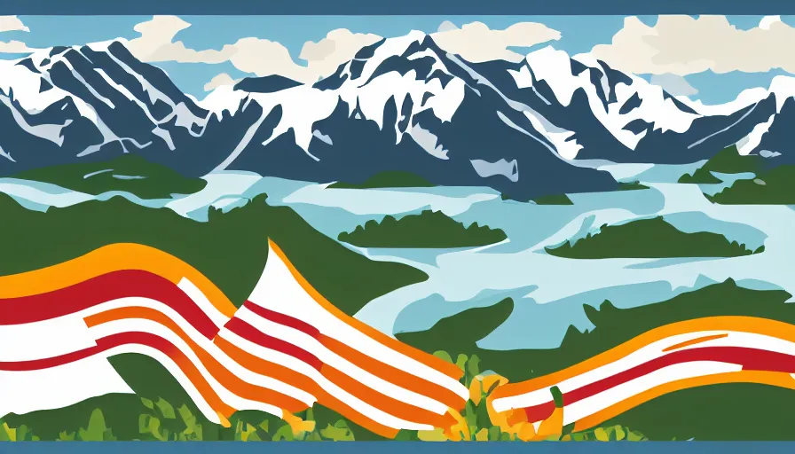 Image similar to A flag representing Idaho's Salmon River mountain valley, vector graphic, vexillology,