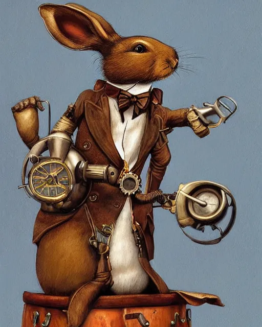 Image similar to steampunk rabbit waving hello by esao andrews