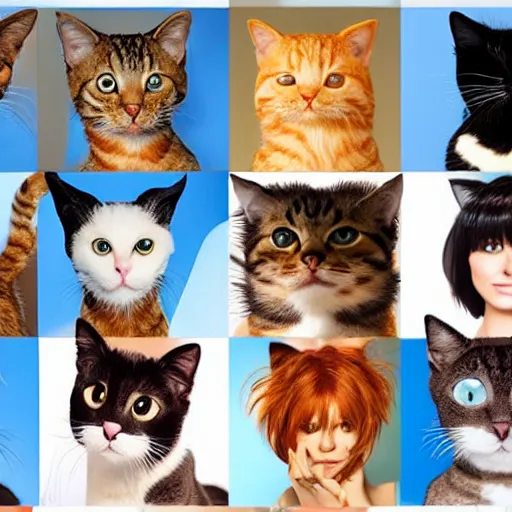 Prompt: photo with a chart of popular cat hairstyles