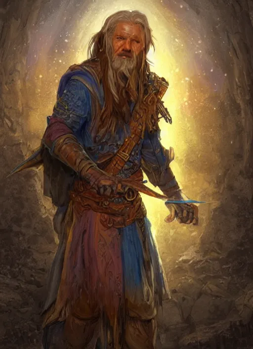 Image similar to poor beggar, ultra detailed fantasy, bright, colourful, dndbeyond, realistic, dnd character portrait, full body, pathfinder, pinterest, art by ralph horsley, dnd, rpg, lotr game design fanart by concept art, behance hd, artstation, deviantart, global illumination radiating a glowing aura global illumination ray tracing hdr render in unreal engine 5