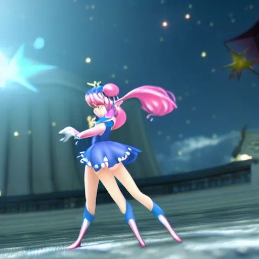 Prompt: super sailor moon vs absolute evil extreme details volumetric lighting epic dramatic realistic unreal engine render