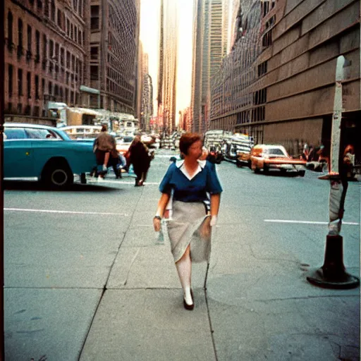 Prompt: analog street photography in new york, 1 9 6 0 s, photographed on ektachrome film, featured on flickr, photographed on expired film