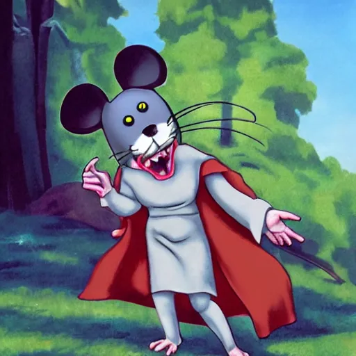 Image similar to super large evil mouse eating a human person