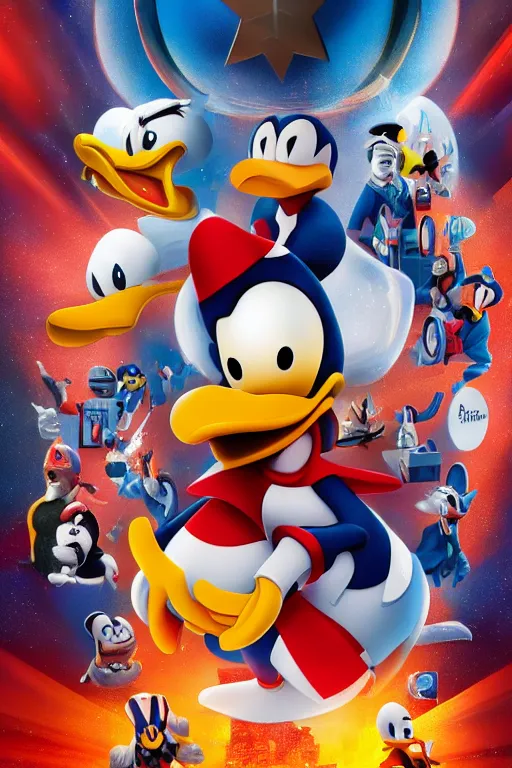Prompt: donald duck starring in a marvel end game, movie poster, extremely detailed, polished cgi, 8 k