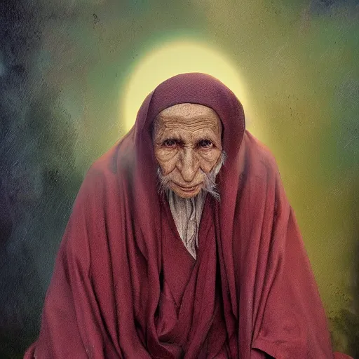 Image similar to баба ванга matte portrait painting of the mystic baba vanga