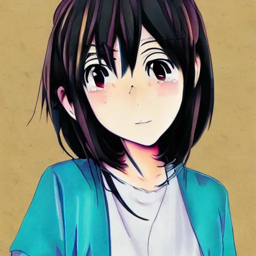 Image similar to it's an anime style portrait of megumi noda. she's kawaii, and virtually drawn in manga / anime style.