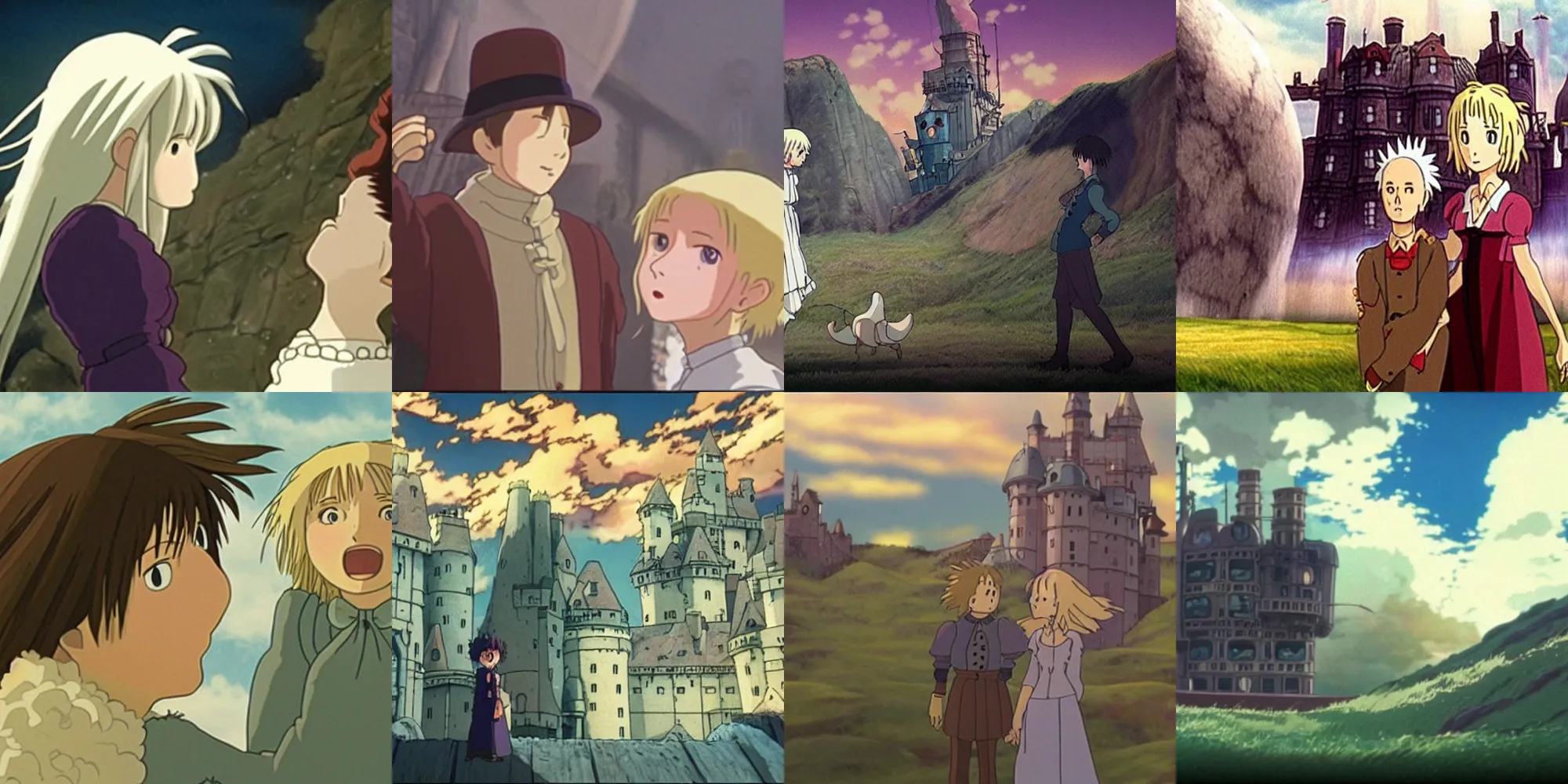 Prompt: a frame from movie Howl’s Moving Castle (2004)