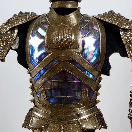 Prompt: an armor made of mother of pearl. sheen and shimmer. super intricate. photorealistic. award winning