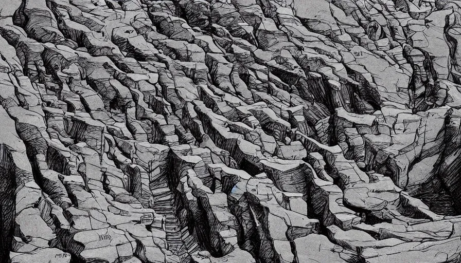 Image similar to petrified forest national park arizona in the style of bernie wrightson horror