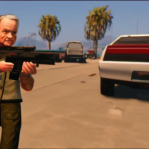 Image similar to bill murray with a gun, game character, gta 5 screenshot