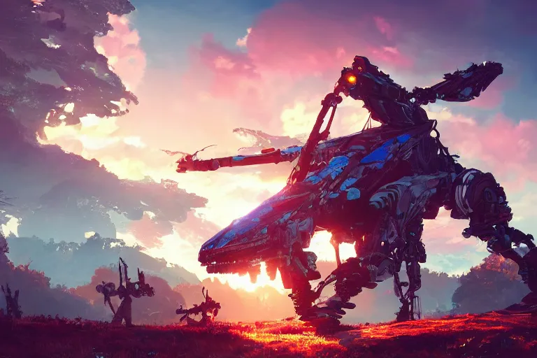 Image similar to sunwing machine mecanical creature robot of horizon forbidden west horizon zero dawn bioluminiscence global illumination ray tracing hdr fanart arstation by ian pesty and alena aenami artworks in 4 k