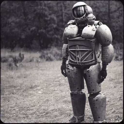 Image similar to robert wyatt in a mech suit, photograph