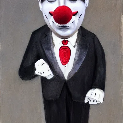 Prompt: clowns in tuxedos, politicians, photorealistic