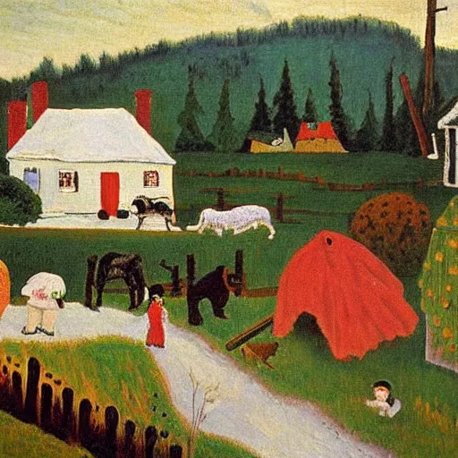 Prompt: grandma moses painting