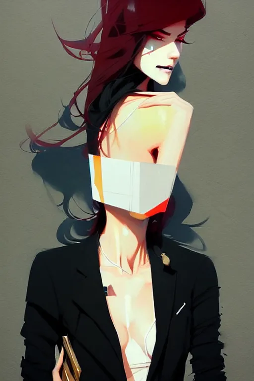 Image similar to a ultradetailed beautiful panting of a stylish woman in a black blazer, by conrad roset, greg rutkowski and makoto shinkai, trending on artstation