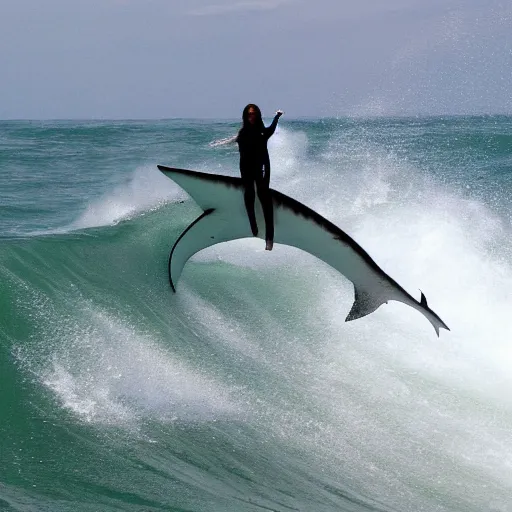 Image similar to a shark surfing