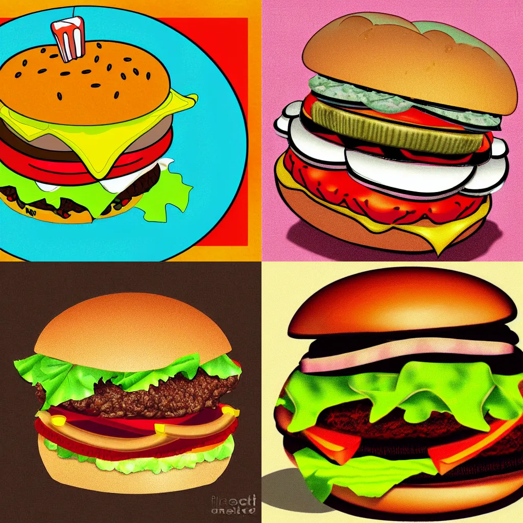 Prompt: a hamburger eating a hamburger digital art