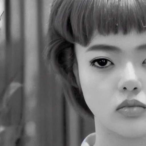 Image similar to a film still of Tooru, from jojolion, with oval hair in Lost Highway(1977)