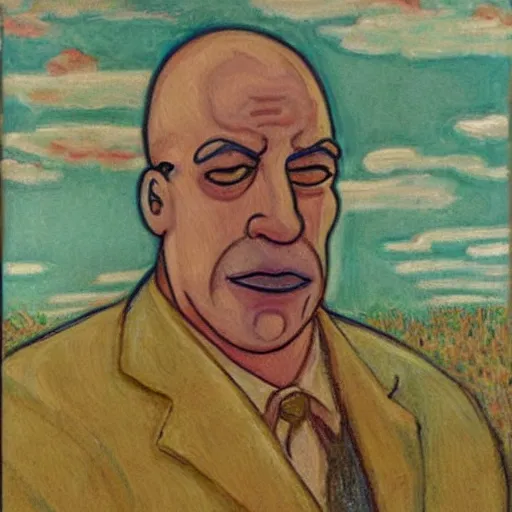 Image similar to a portrait of homer simpson painted by clude monet