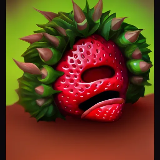 Image similar to strawberry monster trending on artstation