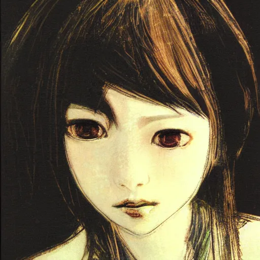 Prompt: yoshitaka amano portait of a girl