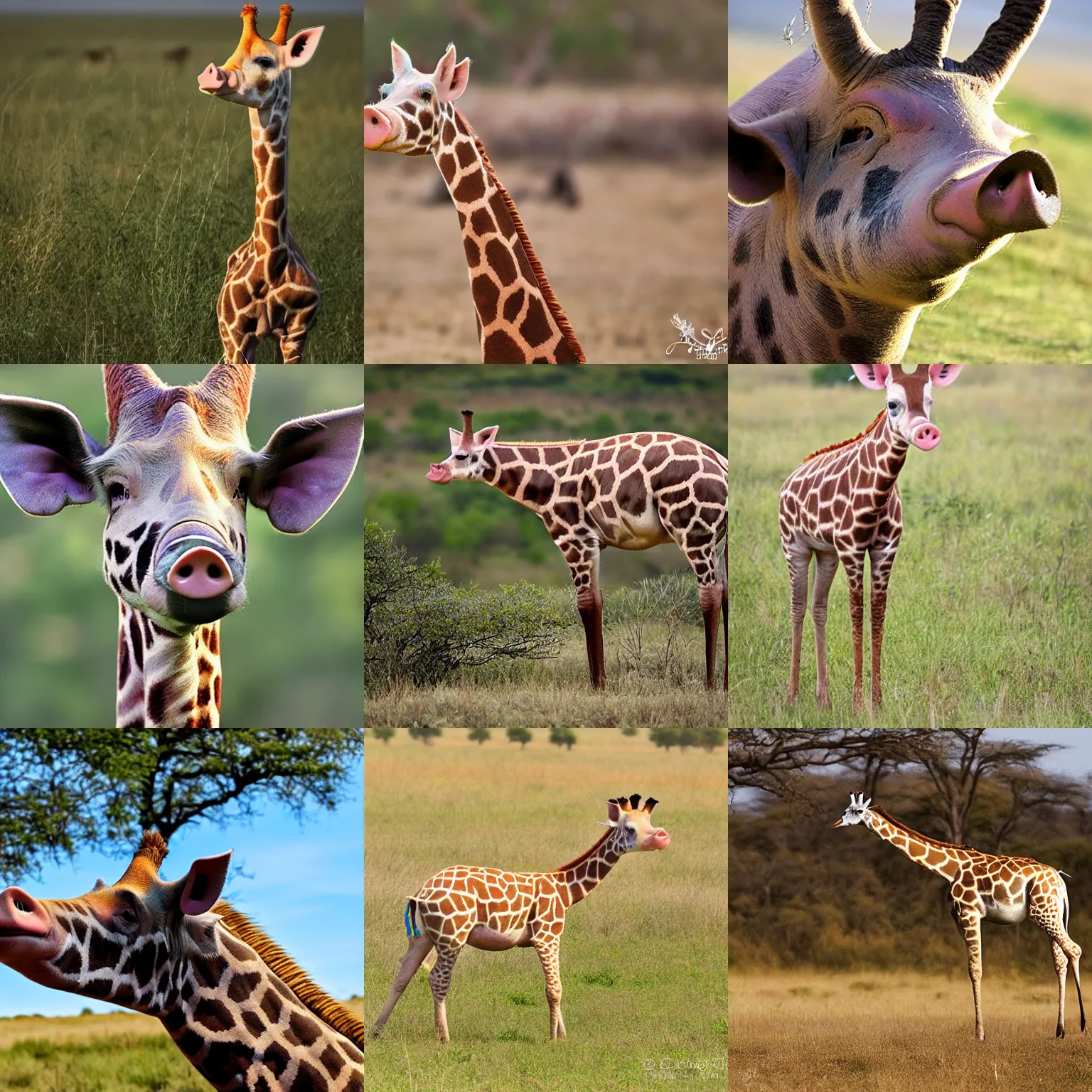 Prompt: a pig-giraffe, wildlife photography