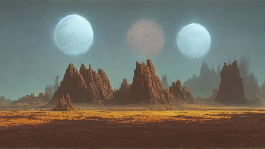 Image similar to otherworldly atmosphere of an evolving alien planet by arthur haas and bruce pennington and john schoenherr, cinematic matte painting