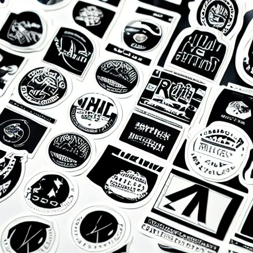 Image similar to black on white graphic design stickers in style of david rudnick, eric hu, y 2 k, brutalism