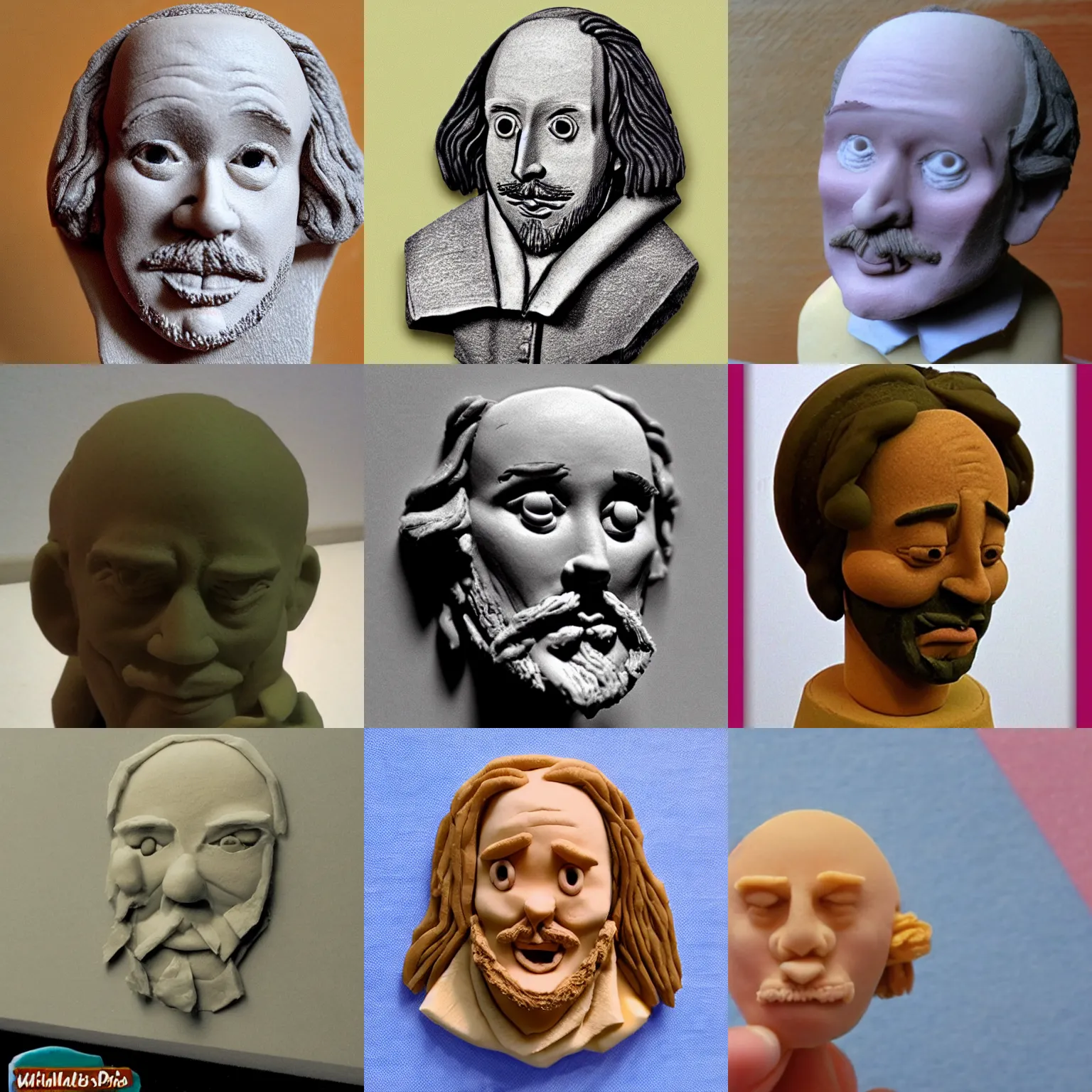 Prompt: william shakespeare crying, made from play - doh
