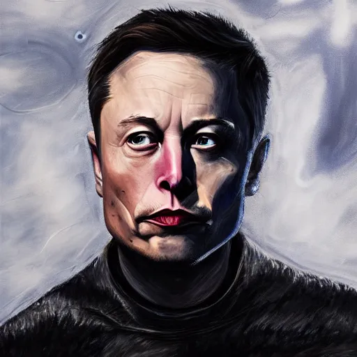 Prompt: Elon musk in game of thrones, he is the night king, oil painting, highly detailed