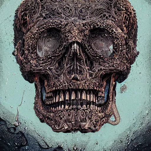 Image similar to portrait_of_a_melting_skull._intricate_abstract._psychedelic_liquod_embossed_intricate_artwork._by_Tooth_Wu_wlop_beeple_dan_mumford._octane_render_trending_on_artstat