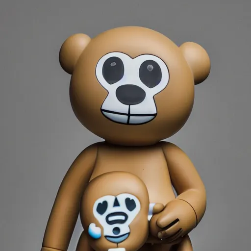 Image similar to highly detailed product shot of an off - white cheburashka porcelain figurine | visible cracks in the porcelain | light reflecting in the porcelain | 4 k | uhd | inspired by kaws