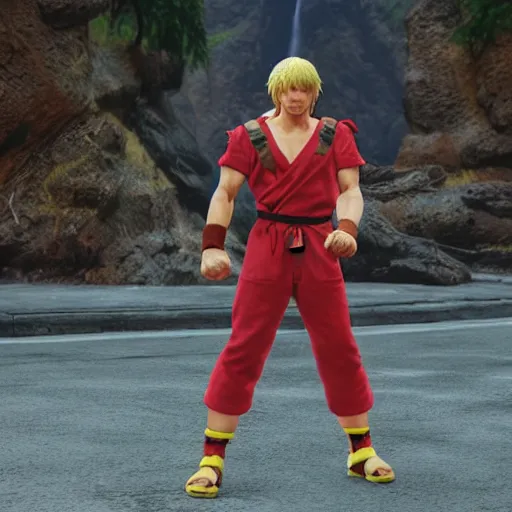 Image similar to michael cera as ken masters street fighter, ultra realistic, concept art, intricate details, highly detailed, photorealistic, octane render, 8 k, unreal engine, art by frank frazetta, simon bisley, brom