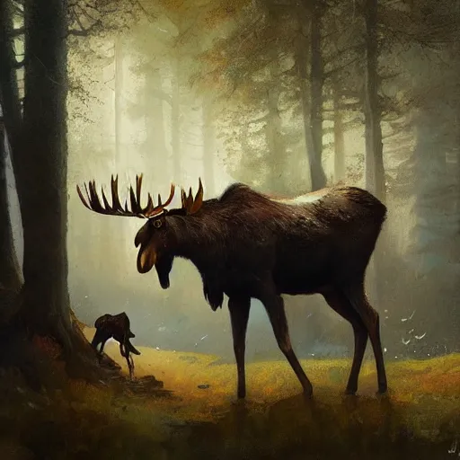 Prompt: moose - folk by greg rutkowski