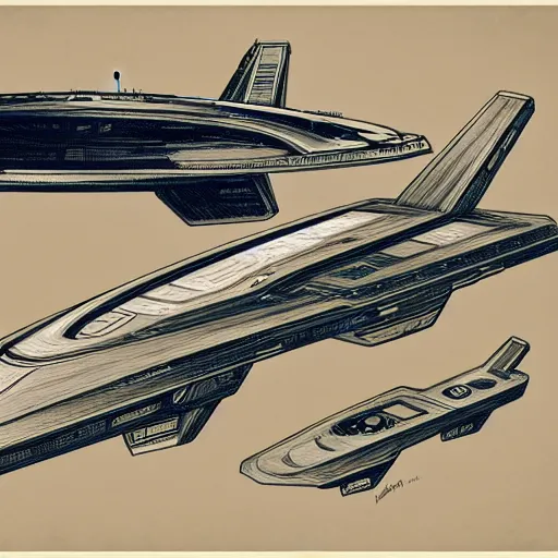 Image similar to design, starship enterprise from star trek, borders, lines, decorations, muted colors, by jean - baptiste monge