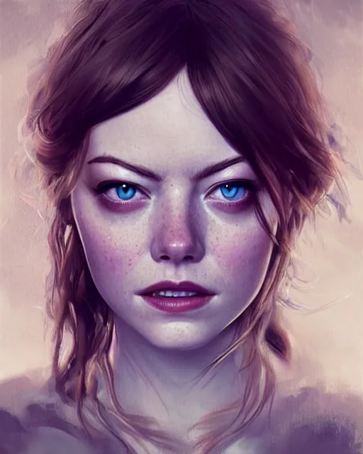 Prompt: emma stone, hyper realistic face, beautiful eyes, fantasy art, in the style of greg rutkowski, intricate, hyper detailed, smooth