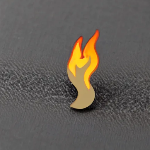 Image similar to minimalistic clean enamel pin of fire flame warning label, retro design