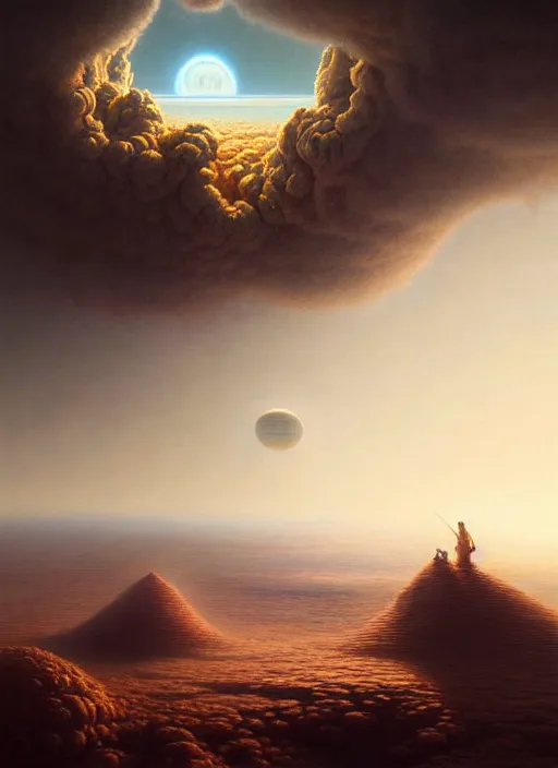 Image similar to a hyper - detailed 3 d render like a oil painting of martian cloud farming, surrealism!!!!! surreal concept art, lifelike, photorealistic, digital painting, aesthetic, smooth, sharp focus, artstation hd, by greg rutkowski, bruce pennington, valentina remenar and asher duran,