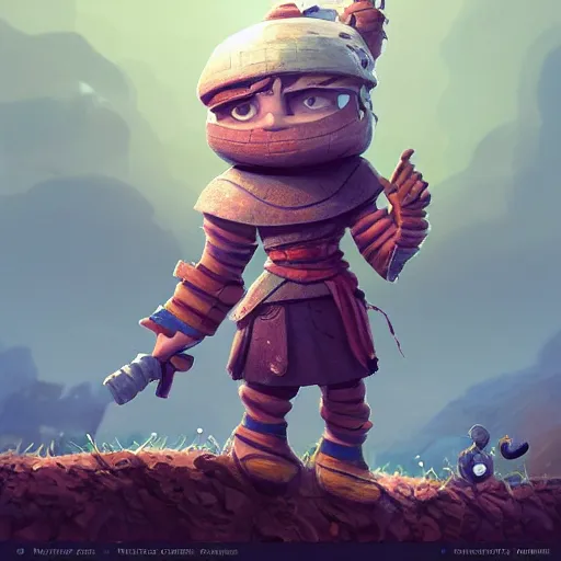 Prompt: little warrior 3 d concept by gediminas pranckevicius, game art, ultra wide angle, hyper detailed, character modeling, cartoon, cinematic, raytrace, concept art, trend on behance 3 d art, v - ray, maya, c 4 d