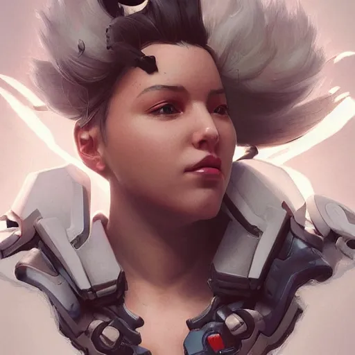 Prompt: Portrait of a “Wrecking Ball from Overwatch”, intricate, wild, highly detailed, digital painting, artstation, concept art, smooth, sharp focus, illustration, art by artgerm and greg rutkowski and alphonse mucha and Hajime Sorayama