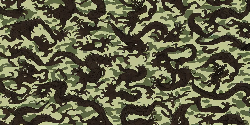 Prompt: ancient dragon camo pattern