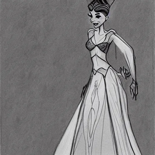 Image similar to milt kahl sketch of victoria justice as princess padme from star wars episode 3