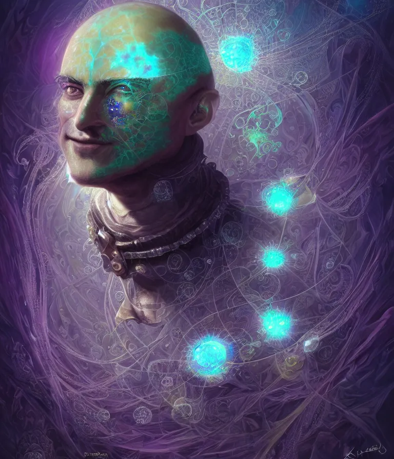 Image similar to front!!! shot of a court jester!!! character, mesmerizing fractal hypercubes, dark holography!!!, future, oil slick nebula, crystalline edges, (((intricate))), elegant, highly detailed, centered, (((artstation, concept art, smooth, sharp focus, artgerm, Tomasz Alen Kopera, Peter Mohrbacher, donato giancola, Joseph Christian Leyendecker, WLOP, Boris Vallejo))), ((raytracing)), mugshot!!!!!, ugly!!!!!!, octane render, nvidia raytracing demo, octane render, nvidia raytracing demo, octane render, nvidia raytracing demo, grainy, muted, 8K, digitalblasphemy, metatron