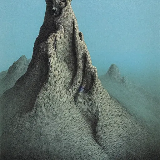 Image similar to Monster shaped like a mountain by zdzisław beksiński