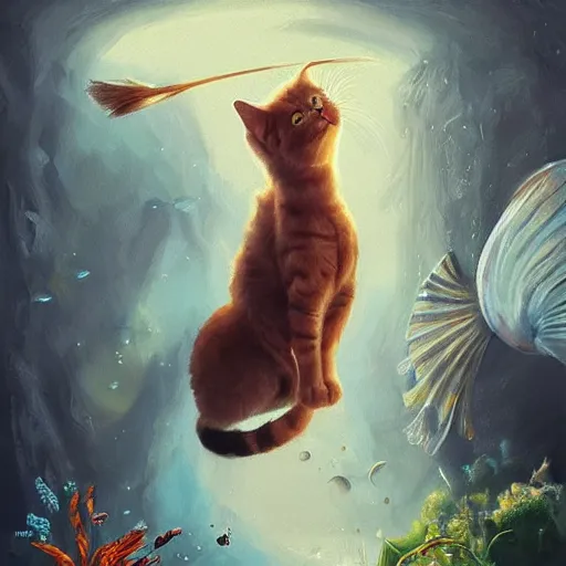 Image similar to cat attacks the fish tank mandy jurgens golden ratio, art canvas, award winning, masterpiece trending on artstation 8 k 1 5 0 mpx