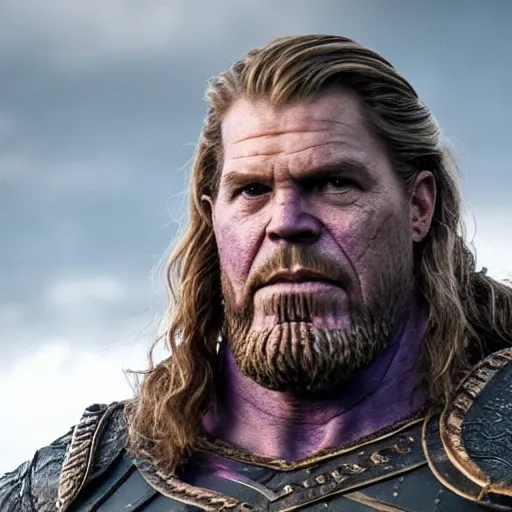 Image similar to Thanos in the TV show Vikings 4K quality super realistic