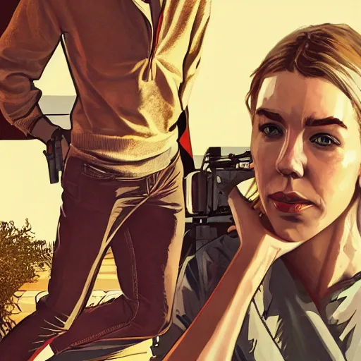 Prompt: vanessa kirby in gta v, cover art by stephen bliss, artstation, no text