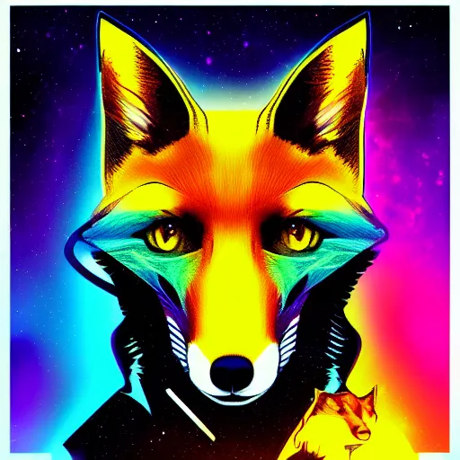 Prompt: synthwave fox, digital art